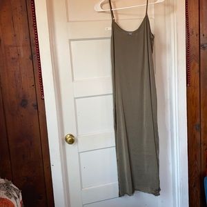 Aerie Olive Green Satin Dress